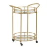 Rene Gold Finish Round Bar Cart 2 Rene Gold Finish Round Bar Cart -Furniture Store 299650 gold metal bar cart signature 02