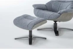 Raiden Blue Reclining Swivel Chair & Ottoman -Furniture Store 300129 blue fabric chair and ottoman set detail 44