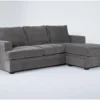 Bonaterra Charcoal 97" Queen Sleeper Sofa With Reversible Chaise -Furniture Store 300146 grey fabric reversible sofa chaise signature 01