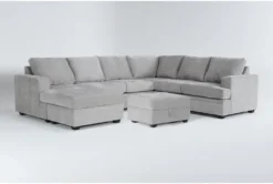 Bonaterra Dove 127" 2 Piece Sectional With Left Arm Facing Queen Sleeper Sofa Chaise & Storage Ottoman