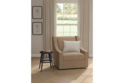 Ashland Micro Suede Ren Camel 32" Accent Chair -Furniture Store 300325 beige fabric accent chair room 59