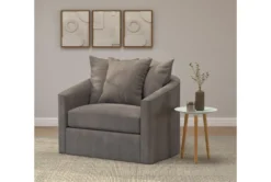 Bryden Dell 42" Velvet Swivel Accent Chair -Furniture Store 300345 grey fabric accent chair room 59