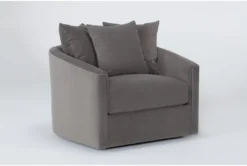 Bryden Dell 42" Velvet Swivel Accent Chair -Furniture Store 300345 grey fabric accent chair side 19