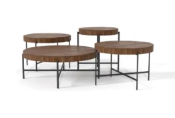 Dunkin 4 Piece Nesting Coffee Table Set -Furniture Store 300465 brown wood coffee and end table set side 19