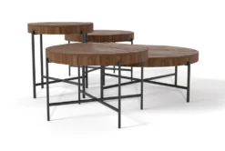Dunkin 4 Piece Nesting Coffee Table Set -Furniture Store 300465 brown wood coffee and end table set side 20