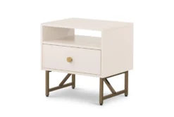 Matte Alabaster + Metal Base 1 Drawer Accent Table
