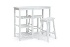 White 43" Breakfast Table Counter Set For 2