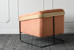 Suede Fabric With Natural Ash + Metal Frame Accent Chair -Furniture Store 301113 orange fabric accent chair back 82