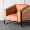 Suede Fabric With Natural Ash + Metal Frame Accent Chair -Furniture Store 301113 orange fabric accent chair signature 02
