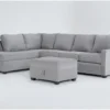 Mathers Oyster 125" 2 Piece Sectional With Right Arm Facing Queen Sleeper Sofa,Left Arm Facing Corner Chaise & Storage Ottoman -Furniture Store 301514 grey fabric living room set signature 01