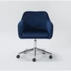 Cassandra Navy Velvet Rolling Office Chair -Furniture Store 301763 blue velvet office chair signature 01