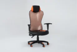 Cicero Orange Mesh Gaming Chair -Furniture Store 301797 orange fabric gaming chair side 19