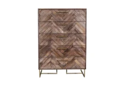 Chevron 5 Drawer Chest -Furniture Store 303574 brown wood chest detail 44