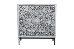 Gray Carved Wood 3 Drawer Cabinet -Furniture Store 303588 grey wood chest detail 46