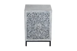 Grey Carved Wood Accent Table -Furniture Store 303589 grey wood chest detail 46