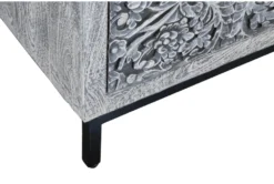 Grey Carved Wood Accent Table -Furniture Store 303589 grey wood chest detail 48