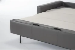 Mackenzie Charcoal Leather 74" Queen Sofa Sleeper -Furniture Store 303877 grey leather sleeper detail 44