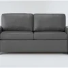 Mackenzie Charcoal Leather 74" Queen Sofa Sleeper -Furniture Store 303877 grey leather sleeper signature 01