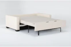 Mackenzie White Leather 74" Queen Sofa Sleeper -Furniture Store 303878 white leather sleeper side 19