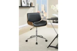 Ronnie Black Faux Leather + Wood Adjustable Office Chair -Furniture Store 303887 black polyurethane office chair room 85