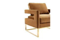 Evelyn Cognac Velvet Accent Chair -Furniture Store 304040 brown fabric accent chair detail 44