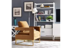 Evelyn Cognac Velvet Accent Chair -Furniture Store 304040 brown fabric accent chair room 85