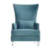 Talia Sea Blue Highback Accent Chair With Acrylic Legs -Furniture Store 304041 blue fabric accent chair signature 04