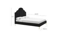 Bridgette Black King Velvet Platform Bed -Furniture Store 304134 black fabric bed detail 01