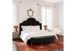 Bridgette Black King Velvet Platform Bed -Furniture Store 304134 black fabric bed room 852