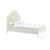 Bridgette Cream Queen Velvet Platform Bed -Furniture Store 304143 beige fabric bed signature 062