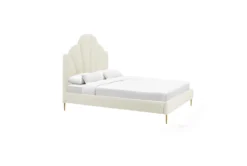 Bridgette Cream Queen Velvet Platform Bed