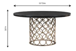 Tina Brass 55" Round Dining Table -Furniture Store 304603 brown wood dining table detail 44