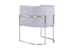 Elle Grey Velvet Dining Chair With Silver Leg -Furniture Store 304638 grey fabric dining chair back 82