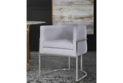 Elle Grey Velvet Dining Chair With Silver Leg -Furniture Store 304638 grey fabric dining chair room 86