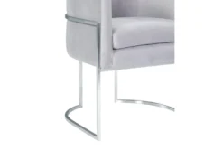 Elle Grey Velvet Dining Chair With Silver Leg -Furniture Store 304638 grey fabric dining chair side 14