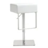 Elle White Stainless Adjustable Swivel Barstool