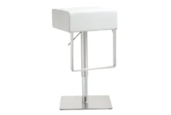 Elle White Stainless Adjustable Swivel Barstool