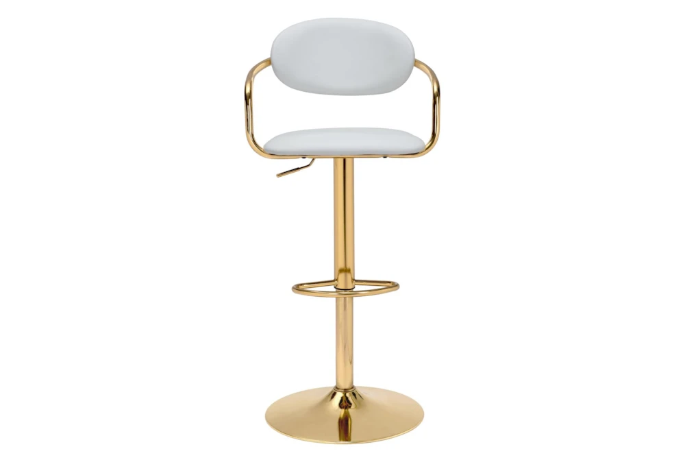 Guss White & Gold Adjustable Swivel Bar Stool 5 Guss White & Gold Adjustable Swivel Bar Stool - Image 3