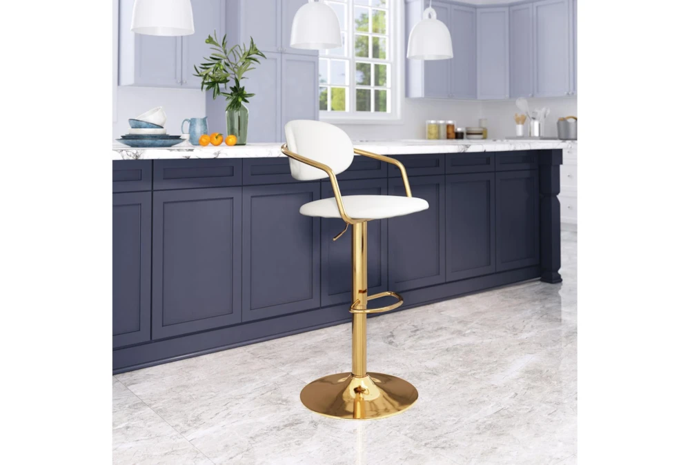Guss White & Gold Adjustable Swivel Bar Stool 11 Guss White & Gold Adjustable Swivel Bar Stool - Image 9