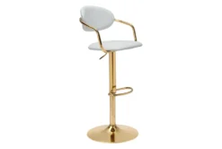 Guss White & Gold Adjustable Swivel Bar Stool