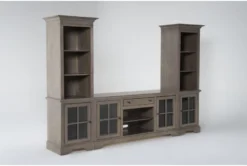 Preston II 3 Piece 70" Entertainment Center -Furniture Store 305215 beige wood media wallentertainment center side 18