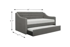 Filmore Twin Upholstered Daybed With Trundle -Furniture Store 305476 grey fabric daybed detail 44 1
