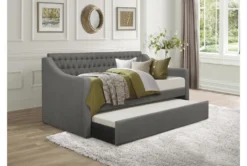 Filmore Twin Upholstered Daybed With Trundle -Furniture Store 305476 grey fabric daybed room 86 1