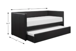 Woodwell Black Leather Twin Daybed With Trundle -Furniture Store 305479 black fabric daybed detail 44