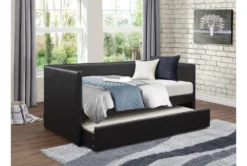 Woodwell Black Leather Twin Daybed With Trundle -Furniture Store 305479 black fabric daybed room 86
