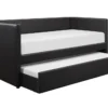 Woodwell Black Leather Twin Daybed With Trundle -Furniture Store 305479 black fabric daybed signature 01