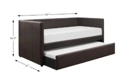 Woodwell Brown Leather Twin Daybed With Trundle -Furniture Store 305482 brown fabric daybed detail 44