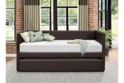 Woodwell Brown Leather Twin Daybed With Trundle -Furniture Store 305482 brown fabric daybed room 85