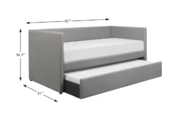 Woodwell Grey Leather Twin Daybed With Trundle -Furniture Store 305485 grey fabric daybed detail 44