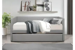 Woodwell Grey Leather Twin Daybed With Trundle -Furniture Store 305485 grey fabric daybed room 85